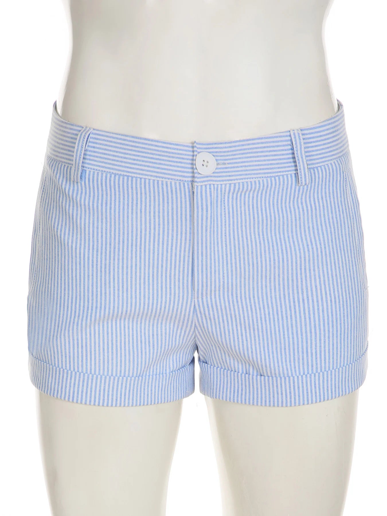 Cyflymder  Casual Slim Striped Shorts Holiday Basic Folds Low-Waisted Shorts Women 2025 Summer Fashion Streetwear Ladies Office