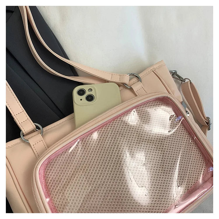Cyflymder  Korean Y2k Aesthetic Transparent Backpacks Vintage All Match Casual Shoulder Ita Bags Streetwear Women Simple Handbags Crossbody