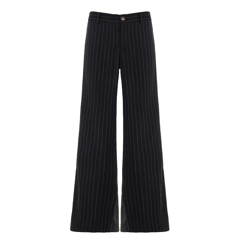 Cyflymder  Wide Leg Pants for Women High Waist Striped Print Long Pants Spring Fashion Loose Casual Trousers Office Streetwear