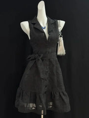 Cyflymder  Summer New Black Dress Waist Spice Girl Style Skirt