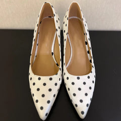 Cyflymder  French Sexy Polka Dot Wedge Pointed Toe High Heels Women Shallow Mouth Comfort Height Boost Dress Footwear