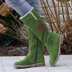 Cyflymder   Winter New Long Leg Snow Boots with Side Zipper Flipped Over Round Toe High Leg Women's Platform Boots Plus Size43