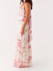 Cyflymder  Women s Boho Maxi Dress with Off-Shoulder Ruffle Sleeve and Floral Print Summer Beach Party Casual Dress with Matching Headband