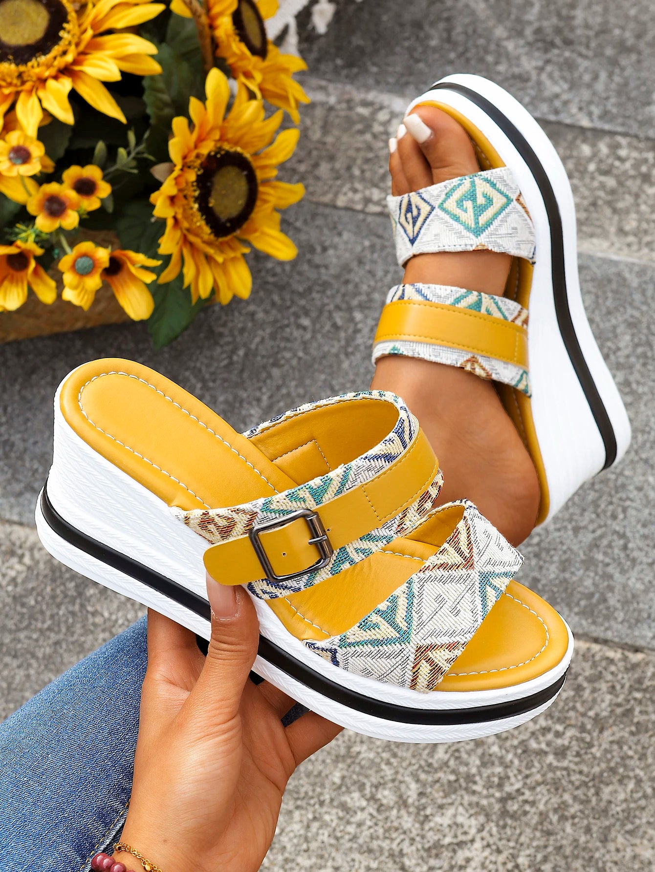 Cyflymder  Summer New Women's Wedge Slippers Sandals Outdoor Beach Casual Shoes Women's Durable Slippers