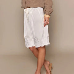 Cyflymder  Women Satin Lace Trim Capri Pants Elastic Waisted Wide Leg Cropped Pants Slips Satin Bloomer Pettipants Shorts Y2k Streetwear