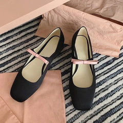 Cyflymder  Ballet Falts Shoes for Women Bow Tie Elegant Women's Loafers Shoes with Low Heels Black Leather Mary Janes Desinger Shoes Ladies