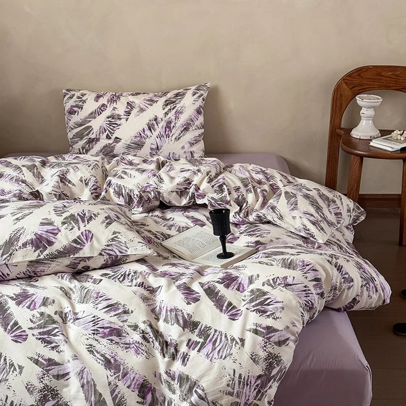 Cyflymder  New 100% Cotton Floral Print Bedding Sets Cozy Skin Friendly Soft Comforter Set Naked Sleeping Textile Supplies for All Seasons