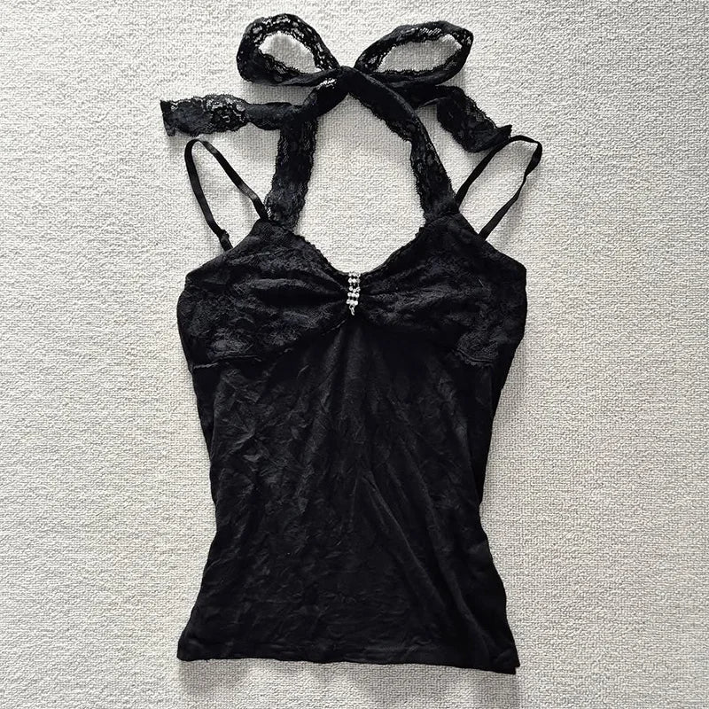 Cyflymder  Gothic Rose Original Y2K Retro Spicy Girl Bla Strap Top Faionable Super Cute Summer New Arrival Women's Vest Top