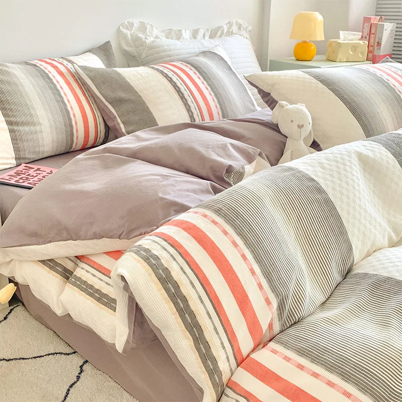 Cyflymder  Class A 60S Pure Cotton Bedding Sets Jacquard Cotton Skin Friendly Comforter Set Girl Style Duvet Cover Set for Queen King Size