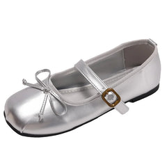 Cyflymder  Women's Mary Jane Flats Bow Buckle Strap Cute Square Toe Ballet Flats Women Comfort Casual Shoes for Daily Wear Walking Shoes