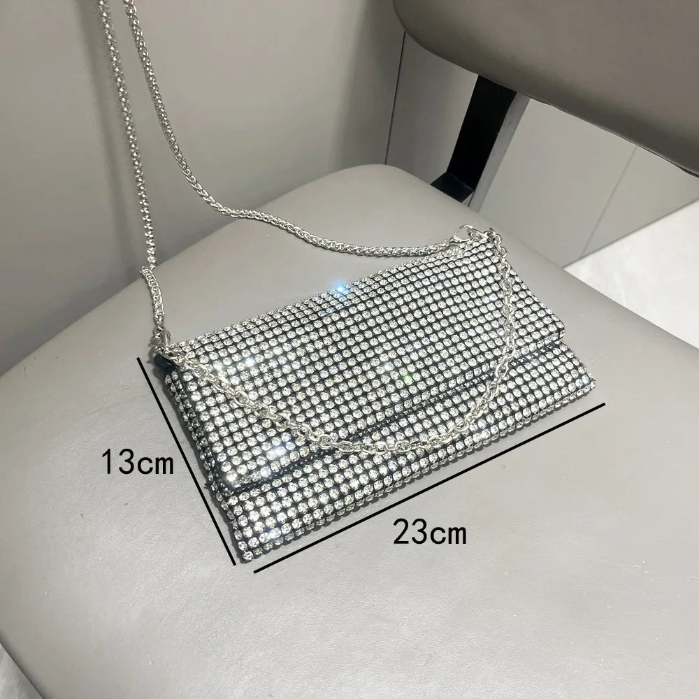 Cyflymder  iny Diamond Crossbody Women's Handbag  Dinner Bag Chain Mobile Phone Bag Alloy Handbag Clutch for Evening Par