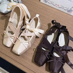 Cyflymder   New Women's Mary Jane Shoes Sweet Style Ballet Casual Shoes for Woman Fashion Square Head Flat Shoe Designer Shoes Zapatos Mujer
