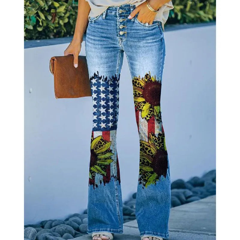 Cyflymder  New Arrival European American Plus Size Women Casual Pants Floral Print Thin Long Trousers Fashion Comfortable Loose Fit Summer