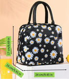 Cyflymder Insulated Lunch Bag Fresh Little Daisy Print Portable Box Multifunctional Insulation
