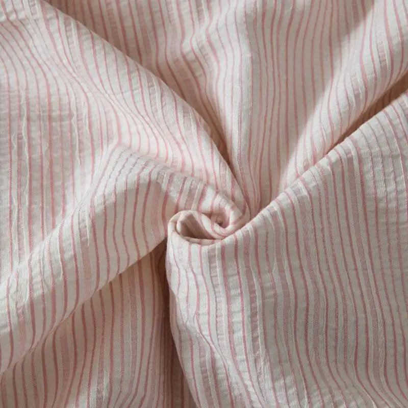 Cyflymder  Nordic Style Pure Cotton Jacquard Bedding Set Super Soft Skin Friendly Striped Duvet Cover Kit Adult Home Bedclothes for Seasons