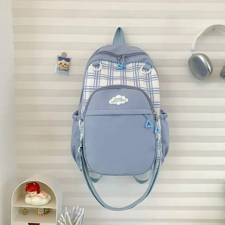 Cyflymder  Y2k Aesthetic Contrast Color Plaid Schoolbags Women Preppy Kawaii All Match Ita Bags Transparent High-capacity Student Backpacks