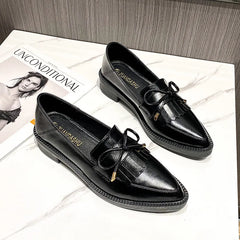 Cyflymder  British Small Leather Women's Retro Summer New Pointed Single Platform Loafers Large Size Shoes 41-43