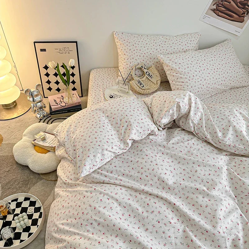Cyflymder  Fresh Style Bedding Set 100% Cotton Bed Linen Set for Home постельное бельё набор Soft Duvet Cover Pillowcase with Bedsheets