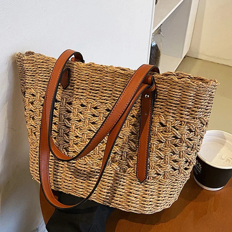 Cyflymder  Trendy Straw Weave Bag for Women 2025 Summer Brand Designer Female Handbags Luxury Shoulder Bag Fashion Beach Basket Simple Bag