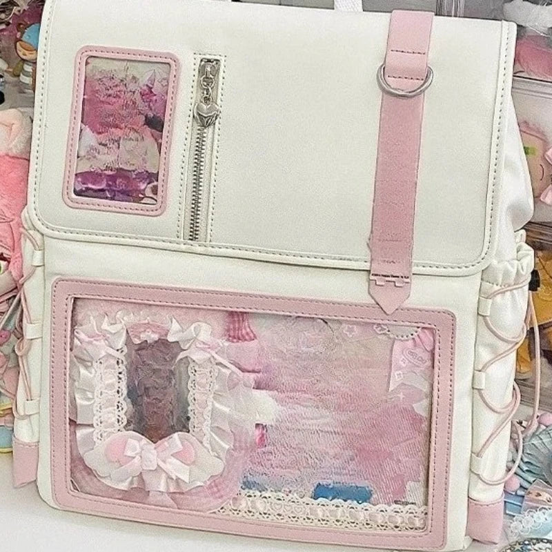 Cyflymder  Patchwork Casual Y2k Aesthetic Backpacks Japanese Women Students Transparent Ita Bags Preppy Ins All Match Streetwear Schoolbags