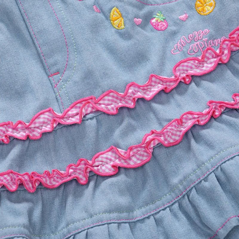 Cyflymder  Japanese Sweet Lolita Style Mini Denim Skirt Women Kawaii Embroidery Ruffles Cake Skirts Summer Female Fashion Y2K Party Skirts
