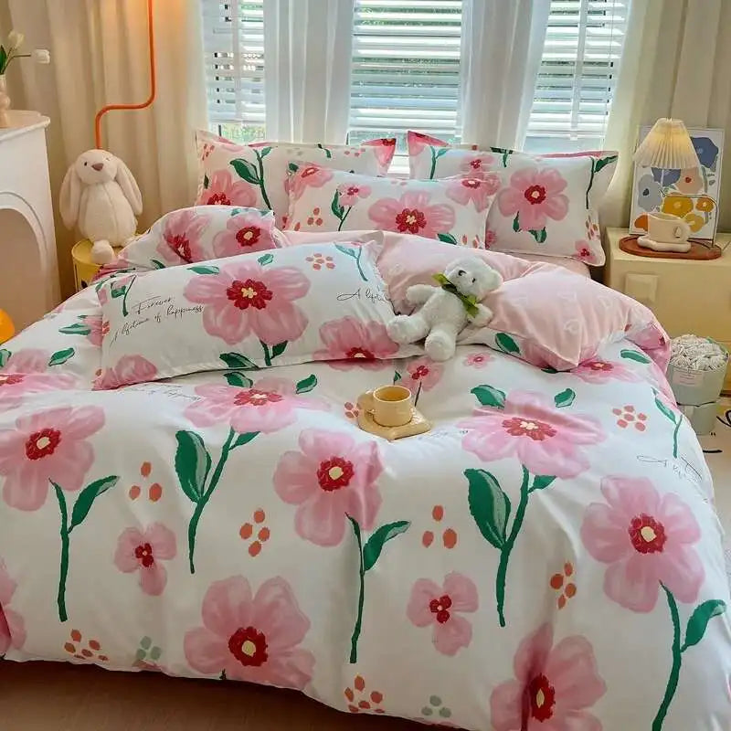 Cyflymder  New Cotton Duvet Cover, Long Staple Cotton Bed Sheet, Thickened And Brushed Four Piece Set, Student Dormitory Three Piece Set