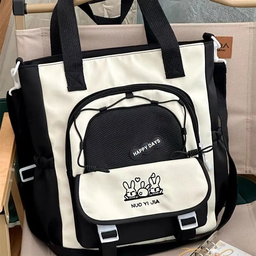 Cyflymder  Cute color blocking little fresh college girl crossbody bag Japanese ins large capacity student class single shoulder tote bag