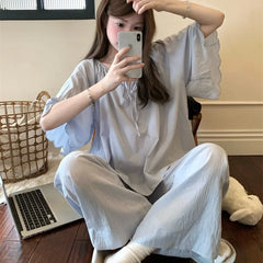 Cyflymder   Summer New Round Neck Lace-up Soft Loungewear Casual Loose Girl