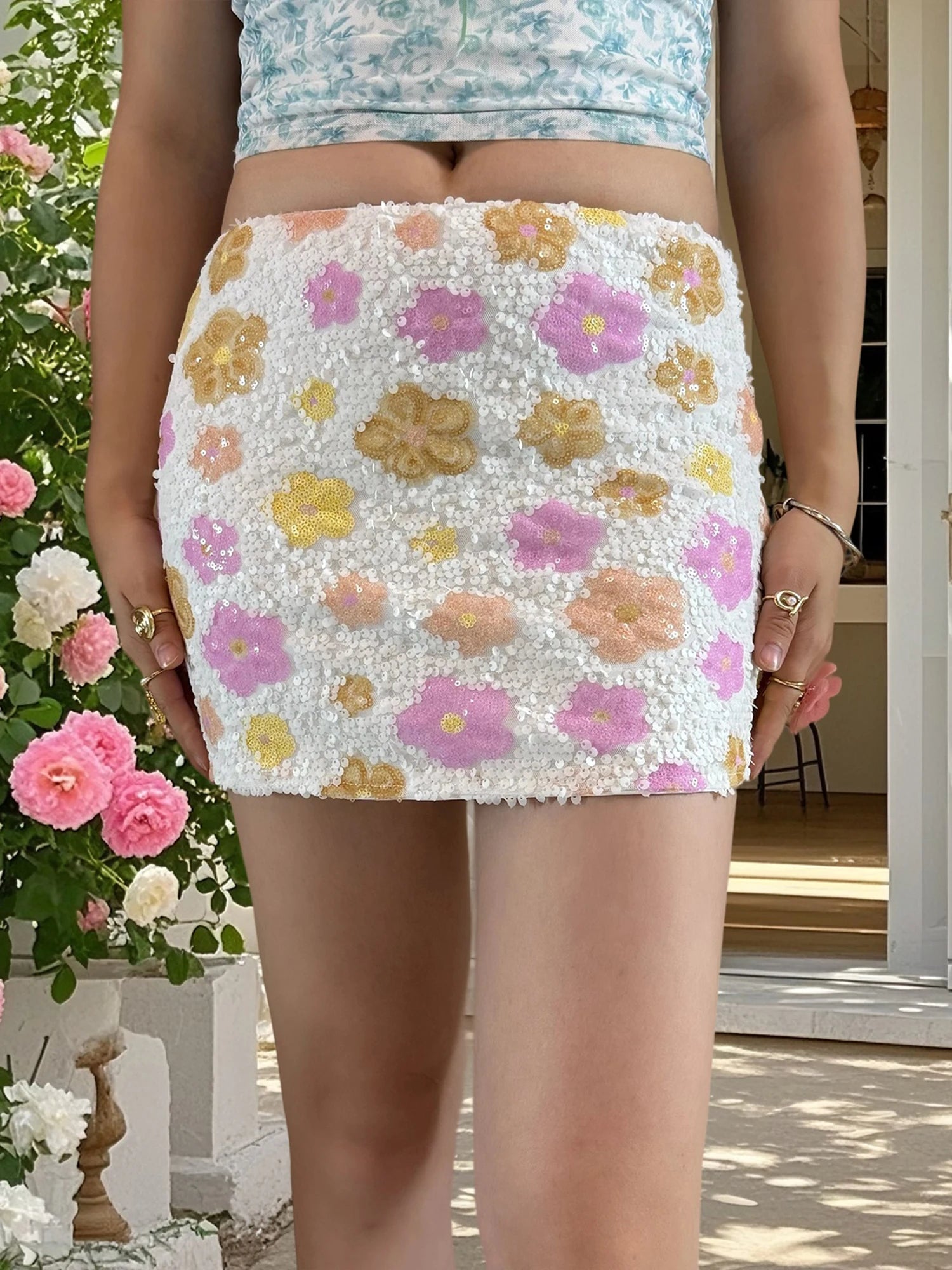 Cyflymder  Women s Embroidered Denim Mini Skirt Vintage Chic High Waisted Short Skirt for Fall Winter
