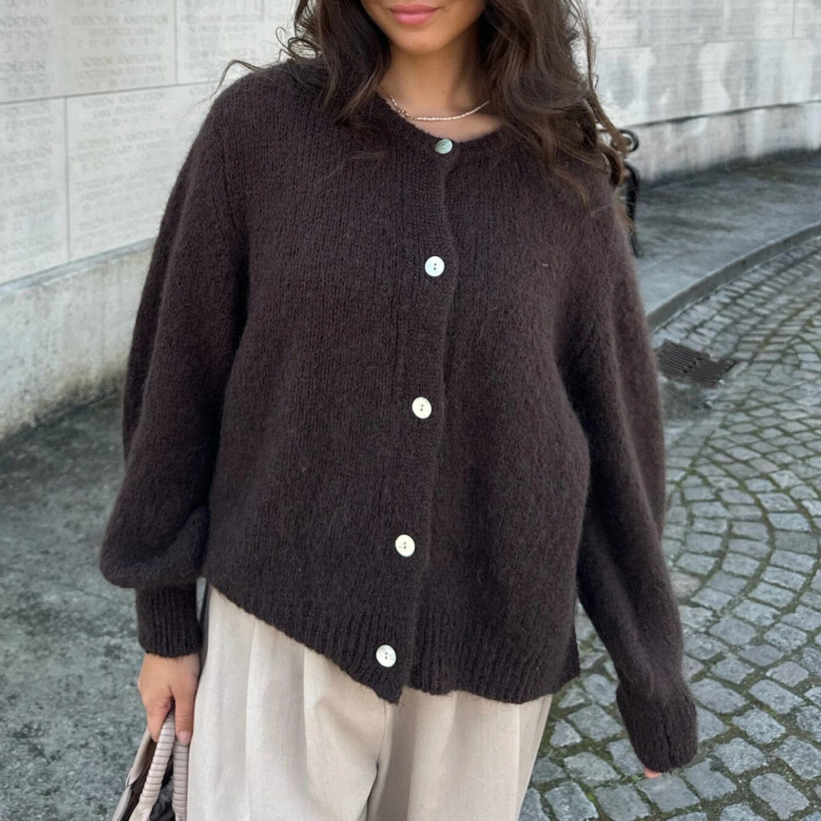 Cyflymder  Y2K Streetwear Solid Color Soft Knitted Sweater Tops Outerwear Women Casual Basic Cardigans Front Button Up Long Sleeve Knitwear