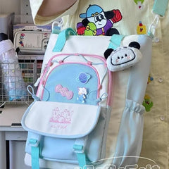 Cyflymder  Cute color blocking little fresh college girl crossbody bag Japanese ins large capacity student class single shoulder tote bag