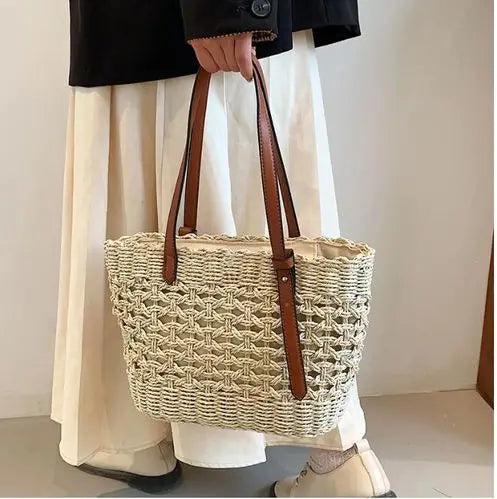 Cyflymder  Trendy Straw Weave Bag for Women 2025 Summer Brand Designer Female Handbags Luxury Shoulder Bag Fashion Beach Basket Simple Bag