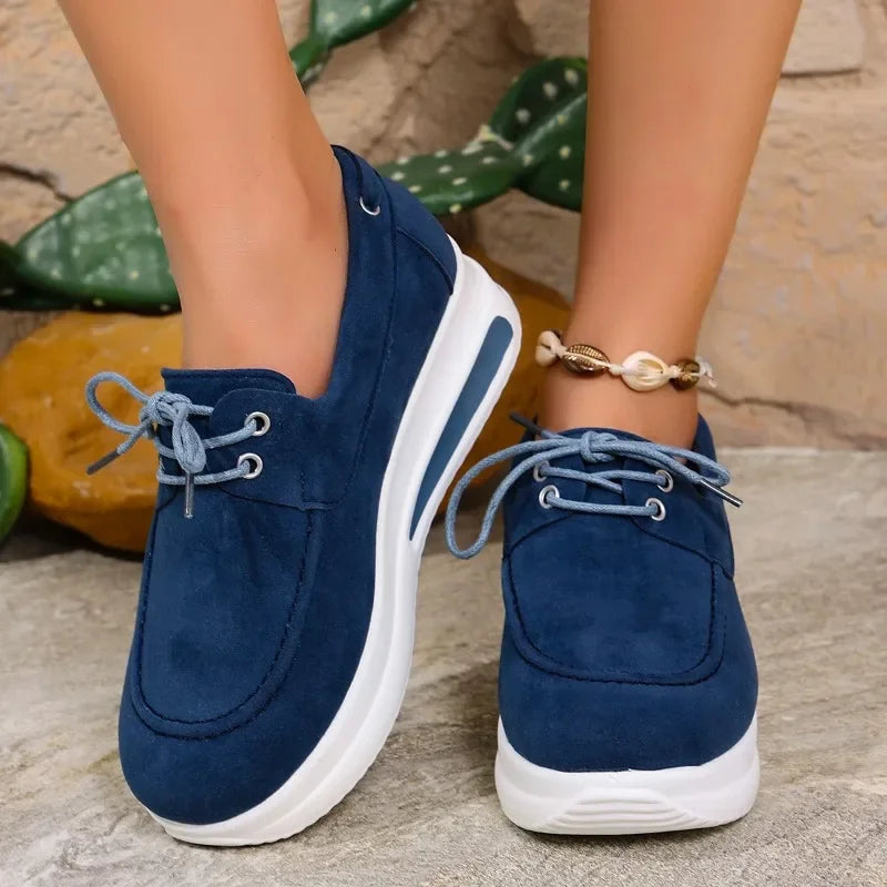 Cyflymder  Women Wedges Platform Sneakers Female Summer Lace-up Sport Shoes Women Trend Anti-slip Comfortable Casual Shoes Zapatos De Mujer