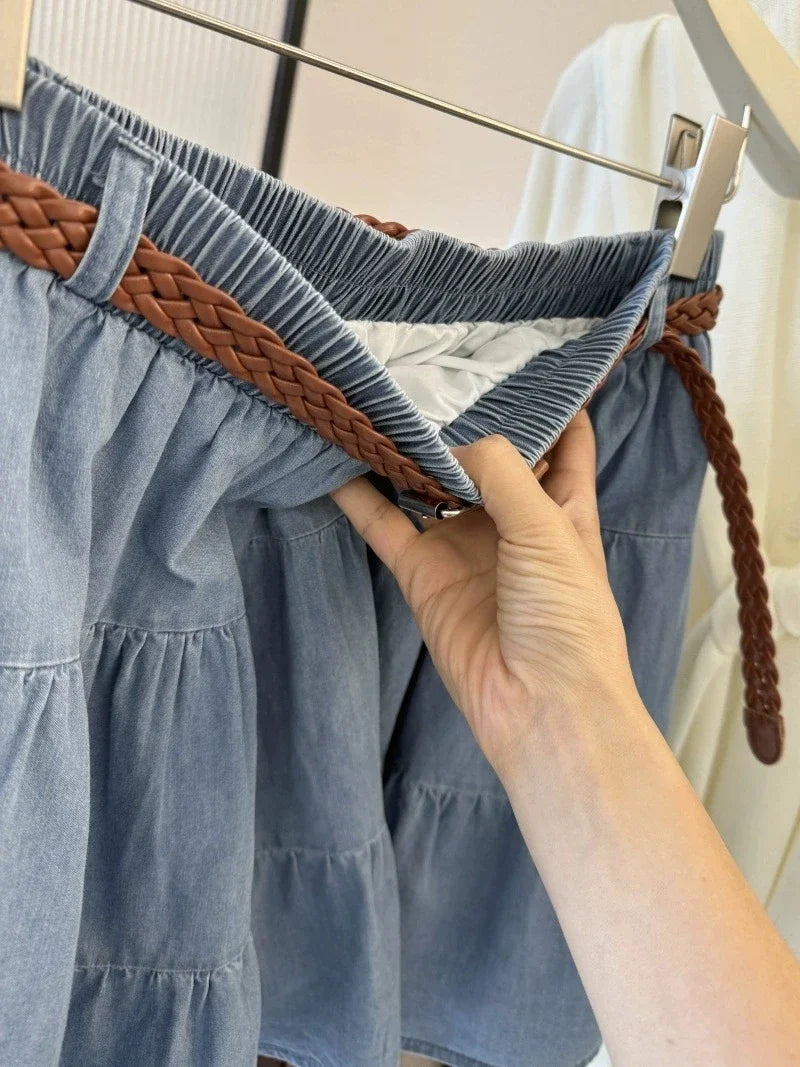Cyflymder  Denim Skirt Women Vintage Streetwear Korean Fashion High Waist Skirt Harajuku Casual Mini Skirt 2025 Summer New