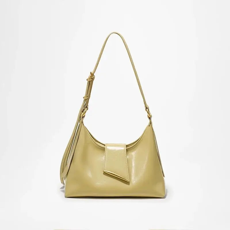 Cyflymder  Retro Glossy Delicate Crossbody Bag Women High Grade Buckle Zipper One Shoulder Bags Ladies Versatile Commute Underarm Handbag