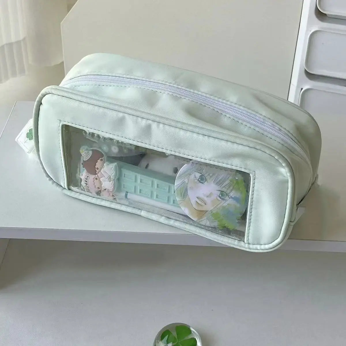 Cyflymder  Simplicity Korean Fashion Sweet Pencil Case for Kids Solid Color Cute Stationery Storage Large Capacity Pen Bag School Supplies