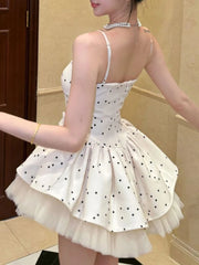 Cyflymder  Spring New French Pure Desire Polka Dot Dress Women Slim Sweet Lace Fluffy Princess Dresses Aesthetic Sexy Y2k Slim Outfits