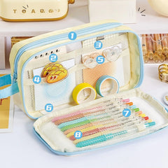 Cyflymder  Large Capacity Pencil Case for Kids Boy Girl Cute Simplicity Transparen Windows Badge Displaying Pen Bag Stationery Organizer