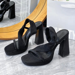 Cyflymder  Women's Sandals Summer Thick Heel Platform High Heels Women's Heeled Sandals Summer New Versatile Cool Slippers