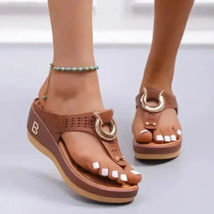Cyflymder  Summer Sandals Women Big Size Platform Wedges Sandals Slippers Non-Slip Open Toe Flip Flops Ladies Comfortable Beach Shoes