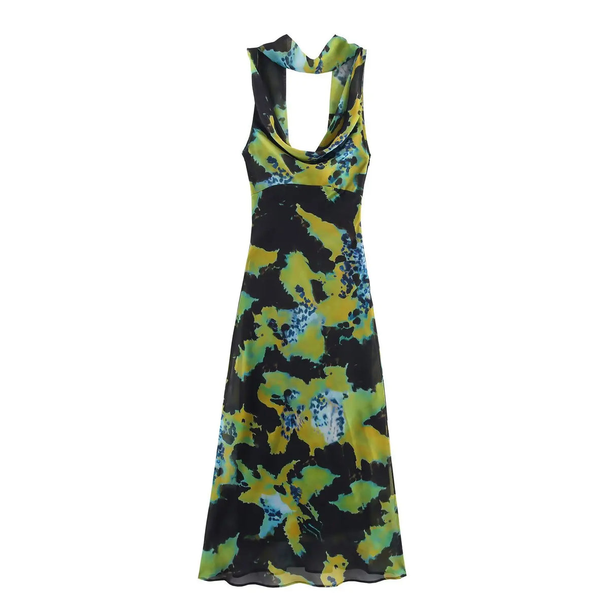 Cyflymder  Women's dress scarf decoration sleeveless long dress new fashion print mid-length dress beach holiday evening dress