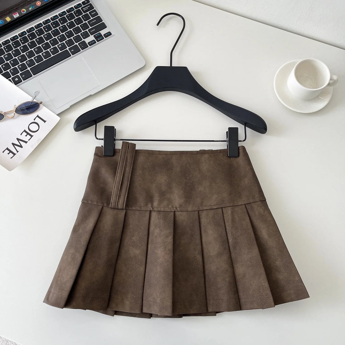Cyflymder  High Waist Pleated  Skirt Women's Faionable Sli ort Skirt Ci Commute Korean Sle Polyester Fiber A-Line Skirt