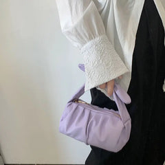 Cyflymder  Sweet Cute Handbag Women Versatile Pleated Cloud Bag Bow Handle Ladies Minimalist Design Chain Shoulder Bag Chic 2025