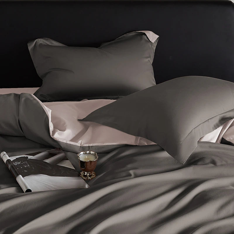 Cyflymder  Reversible Sateen Premium Bedding Set Silky Soft Long-Staple Cotton Single Double Super King Duvet Cover Bedsheet Pillowcases