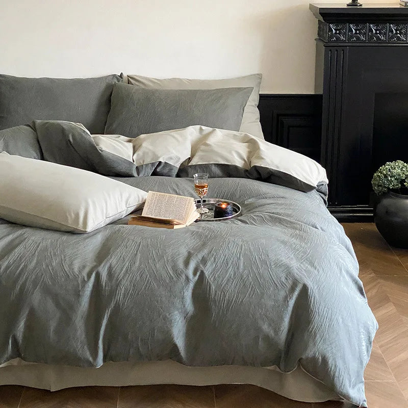 Cyflymder  Premium 100S Pure Cotton Jacquard Bedding Sets Luxury Skin Friendly Smooth Quilt Cover Kit Bed Linens for Adults and Children