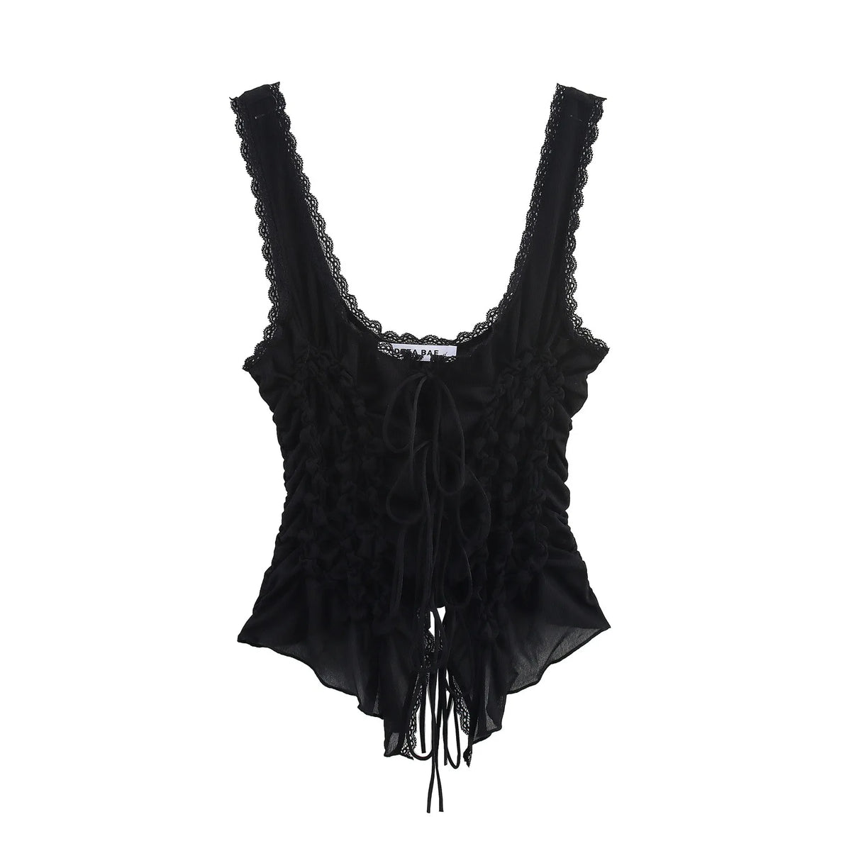 Cyflymder  Women's tops summer bow pleated sleeveless tops ladies fashion suspenders cute girly style tops sexy short tops