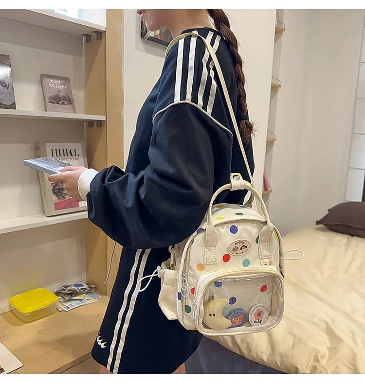 Cyflymder  Transparent Fashion Preppy Mini Backpacks Sweet Kawaii Star Print Ita Bags Y2k Aesthetic Students Casual Travel Schoolbags Women