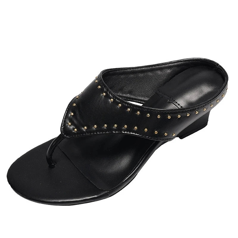 Cyflymder   Women's Square Toe Thong Sandals Kitten Heel Slippers Summer Suede Flip Flops Elegant Mules for Ladies Outdoor Casual Dress Shoe