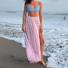 Cyflymder  Bust Skirt Spring and Summer New Temperament Pleated Split Skirt