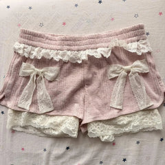 Cyflymder  Coquette Slim Women Short Pant Lovely Chic Tide Harajuku Maiden Girls Lower garment Y2K Female Sweet Bottoms Cute Bow Clothing
